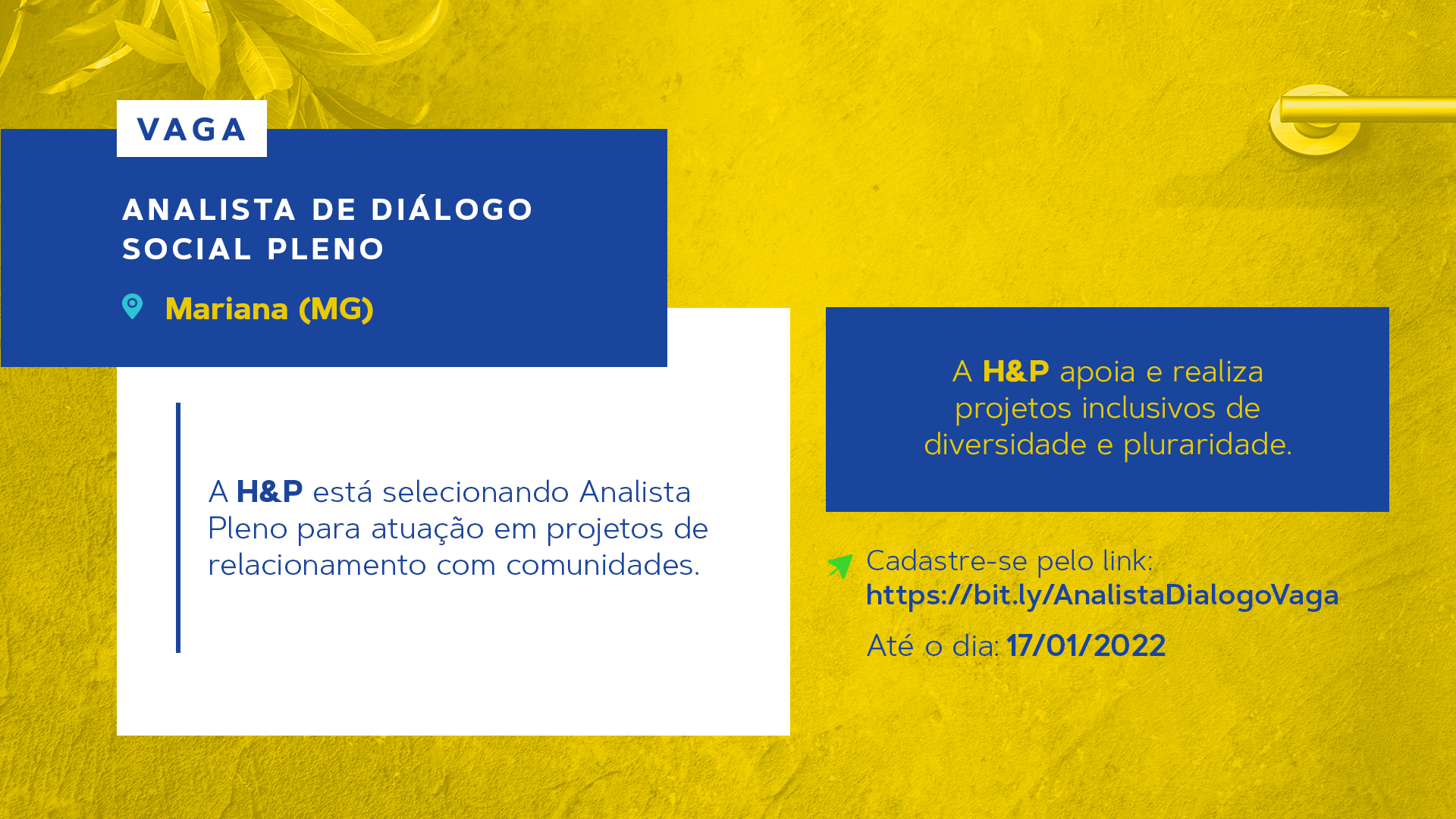 Vaga: Analista de Diálogo Social Pleno – Mariana (MG)