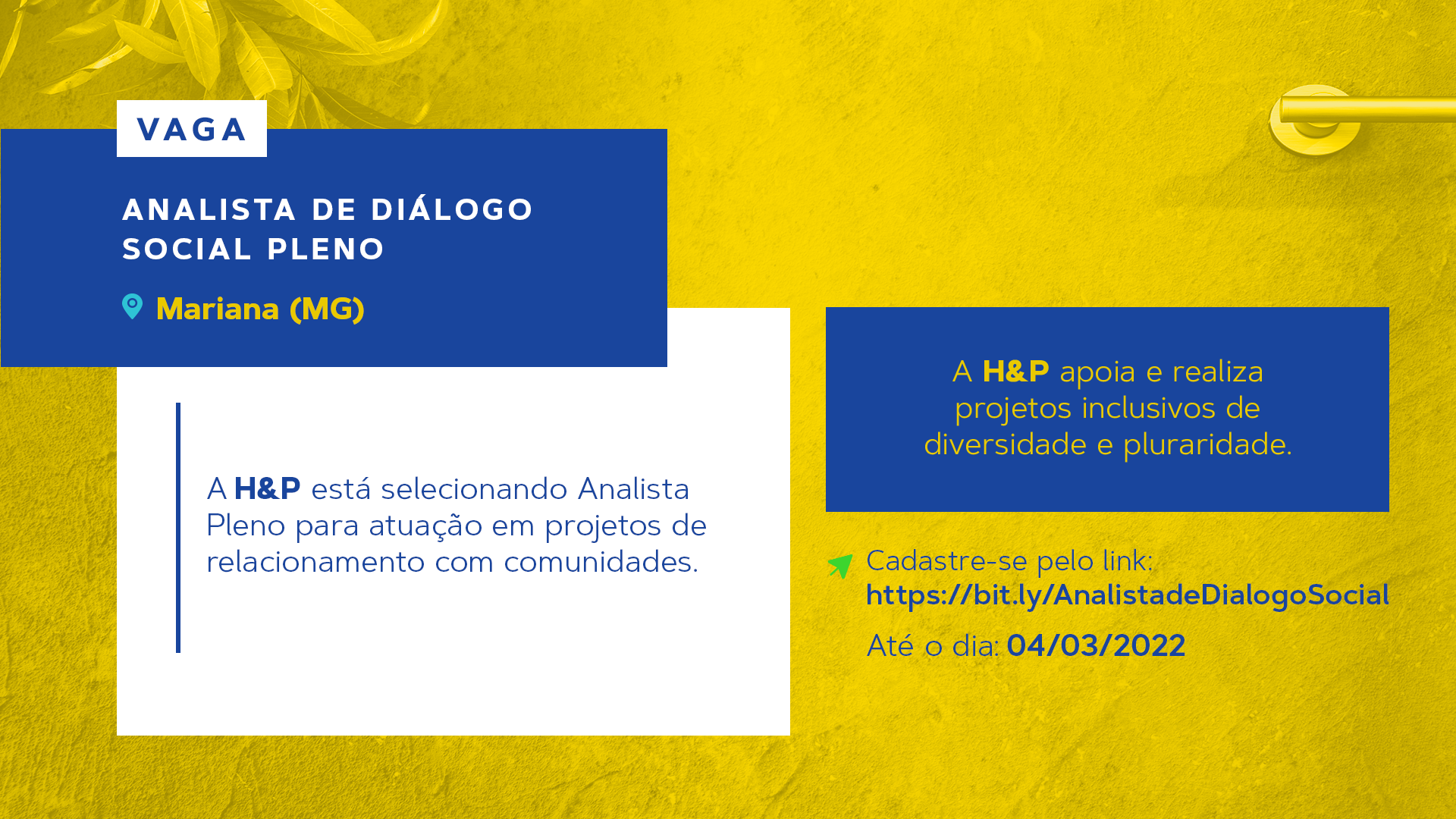 Vaga: Analista de Diálogo Social Pleno – Mariana (MG)